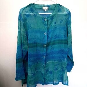 MARK FORE STRIKE Vintage Teal Blue Green Tie Dyed Size Small Oversize Fit Large